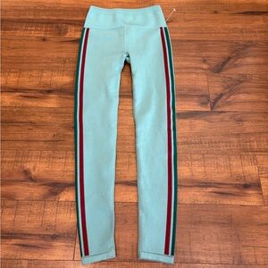 Fabletics Seamless Stripe Leggings High Waist 7/8 Women’s XS Green Blue NWT